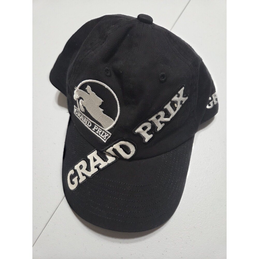Grand Prix Equestrian Horse Jumping Hat Cap Black White Embroidered Strapback